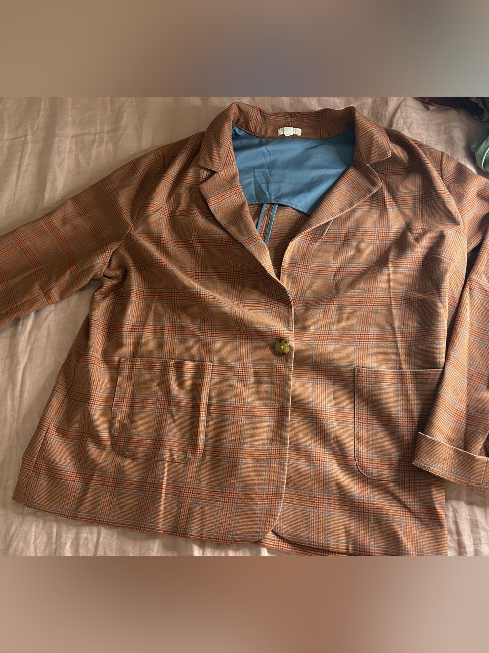 Plaid pink/brown Women's Blazer Jacket